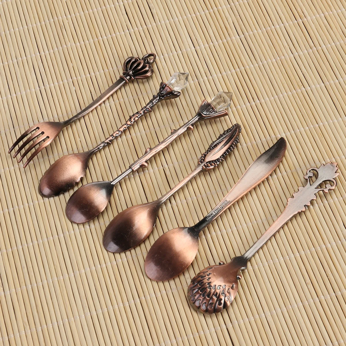 

6 Pcs Cafe Palace Tableware Set Vintage Decor Serving Spoons Dessert Forks Baby