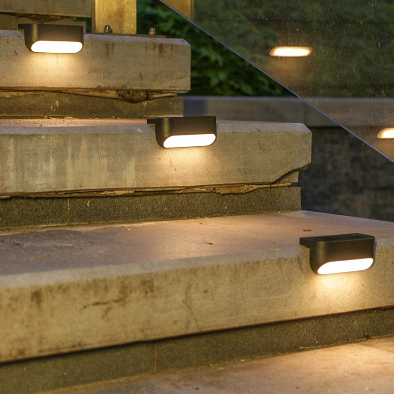 Pop Solar Powered Outdoor Step Lights With Polycrystalline Silicon Panels & Dual White/Warm Light Modes For Stairs, Walls , Gard
