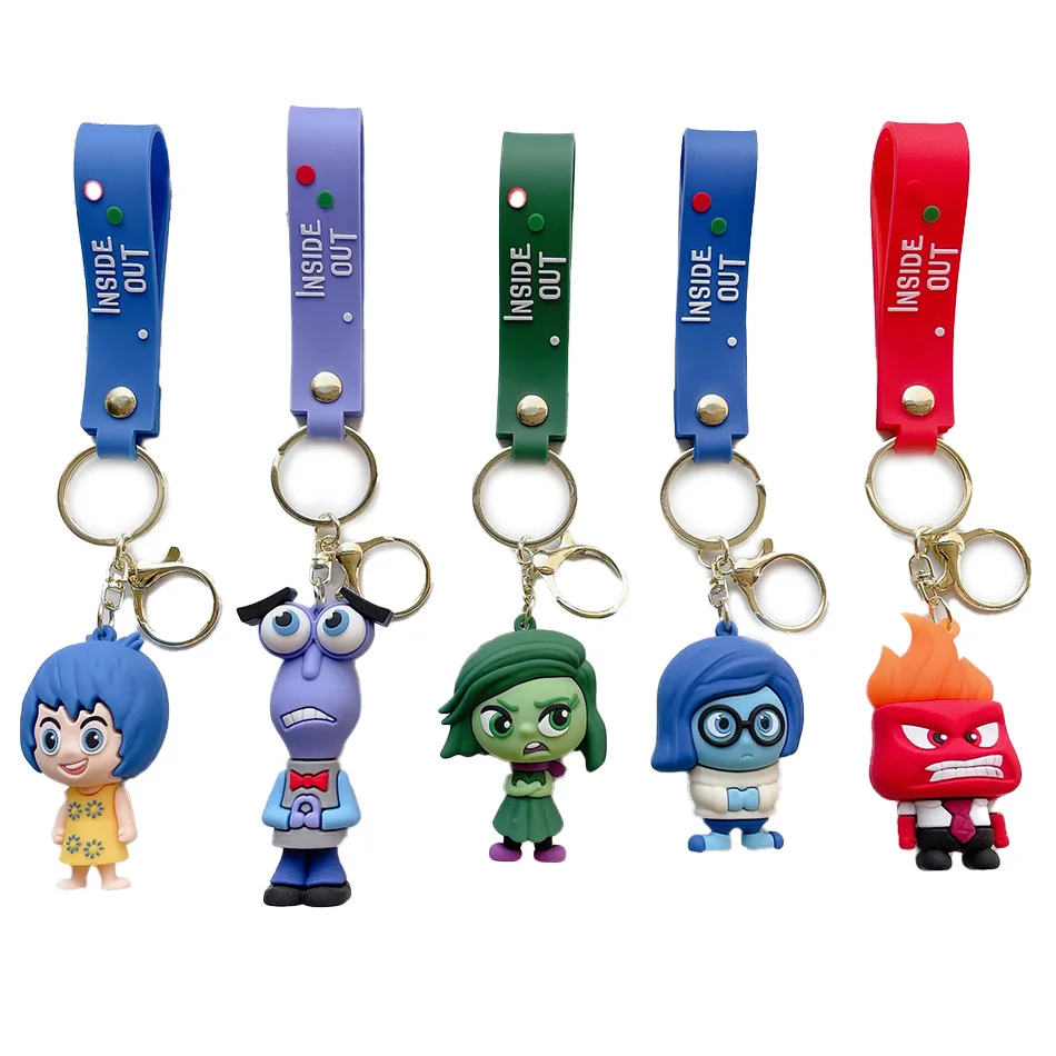 Hot Disney Inside Out 2 Keychain Figure Joy Sadness Anger Disgust Fear Doll Anime Bag Keyring Toy Christmas Gifts Wholesale