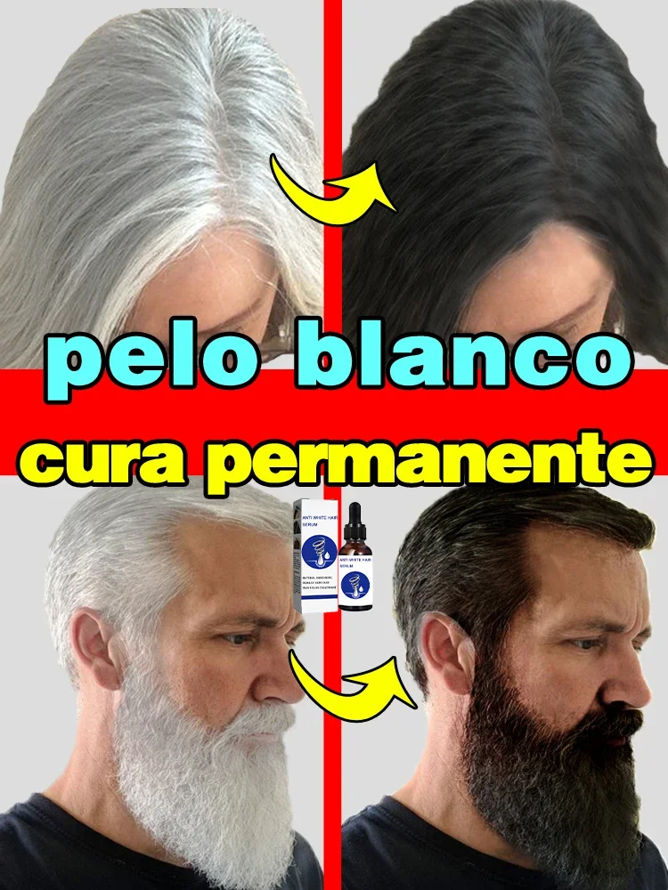 رمادي أبيض علاج الشعر مصل سائل أبيض إلى أسود اللون الطبيعي إصلاح تغذية مكافحة رمادي مكافحة فقدان الرعاية الرجال النساء