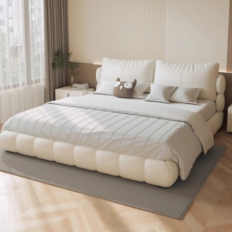 

Aesthetic Double Bed Upholstered Nordic French Bedroom Bed Lounge Sleeping Frame Muebles Para El Hogar House Accessories
