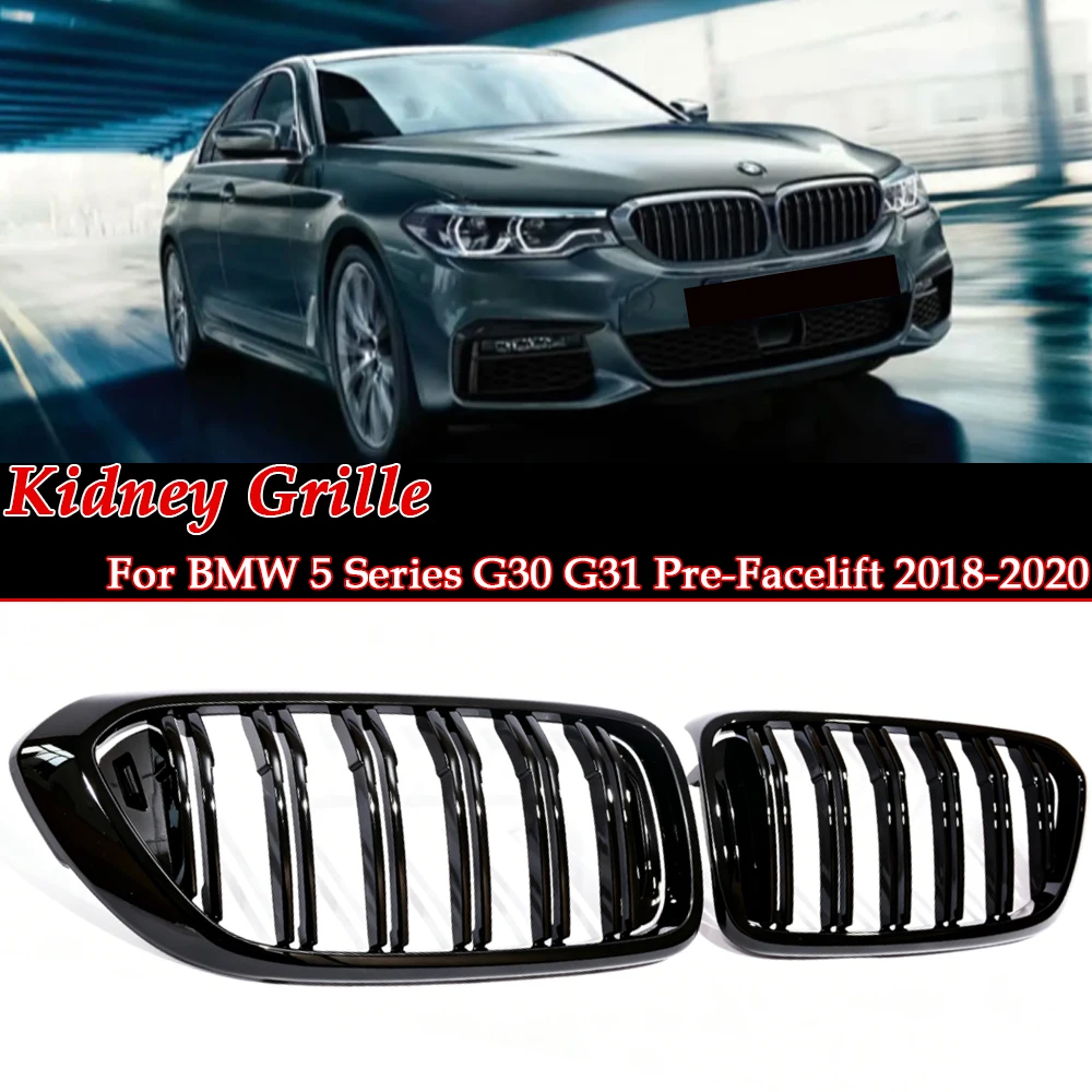 For 5 Series G30 G31 2017-2020 Dual SlatGrille Gloss Matte Black Carbon Look Silver Frame Tri-Color M Styling Front Bumper