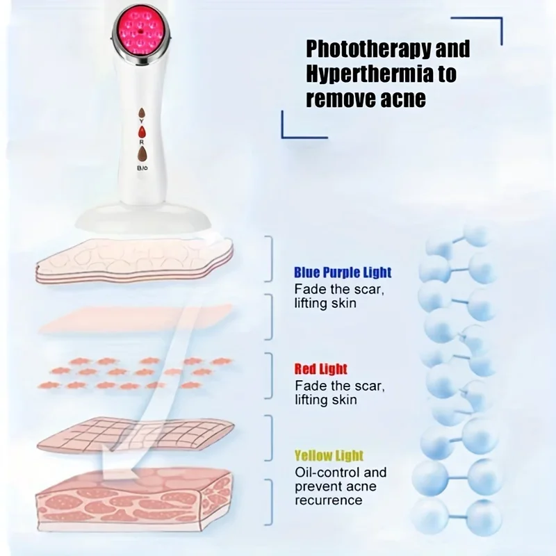 Dispositif de Baguette de Soins de la Peau à LED 3 en 1, Multifonctionnel, miles du Visage, Portable, Importeur Électrique, Micro-Courant, Raffermissement, Lifting