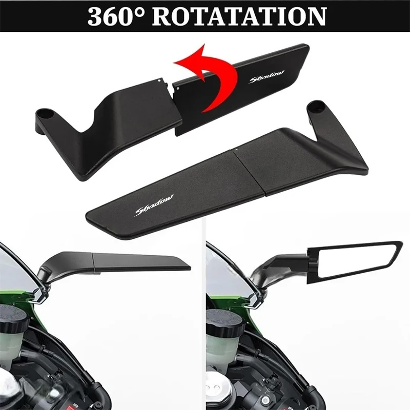 Motorcycle Modified Wind Wing Reflector Black Rearview Mirror For Honda Shadow VT 400 600 1100 VT400 VT600 1300  Accessories view 3