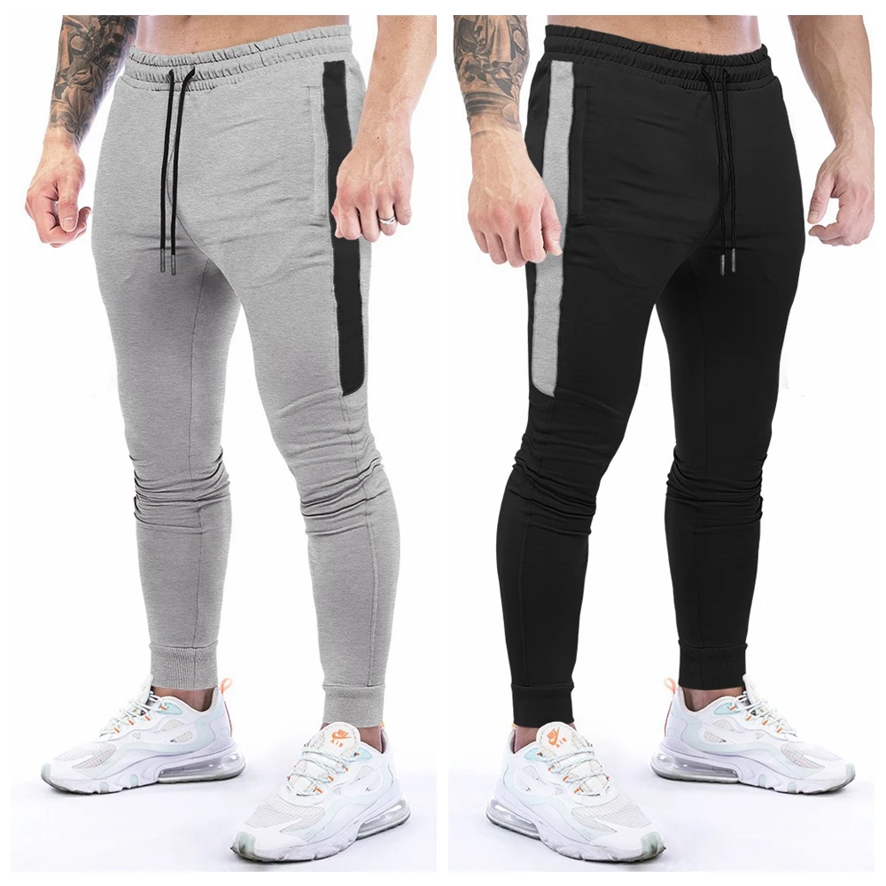 

Mens Training Pants GYM Track Sweatpants Joggers Casual Stripe Workout Zipper Pocket Fitness Male Grey Running Sport Trousers