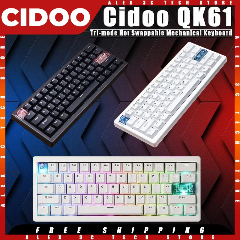 

Cidoo QK61 Mechanical Keyboard Three mode Bluetooth 2.4G QMK VIA RGB Hot Swap Gaming Keyboard Customized Pc Gamer Accessories