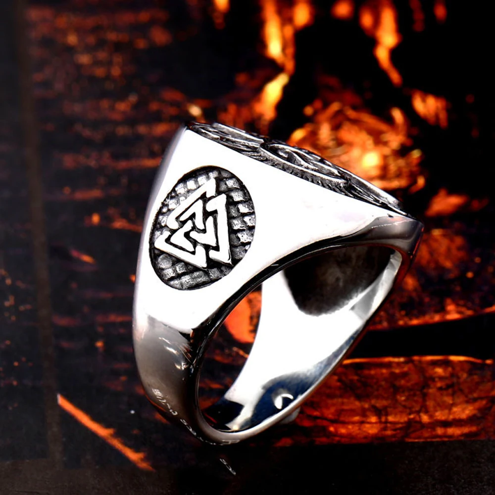 Vintage Viking Odin Trinity Celtics Knot Ring Men Nordic Stainless Steel Valknut Ring Fashion Rider Viking Jewelry Wholesale