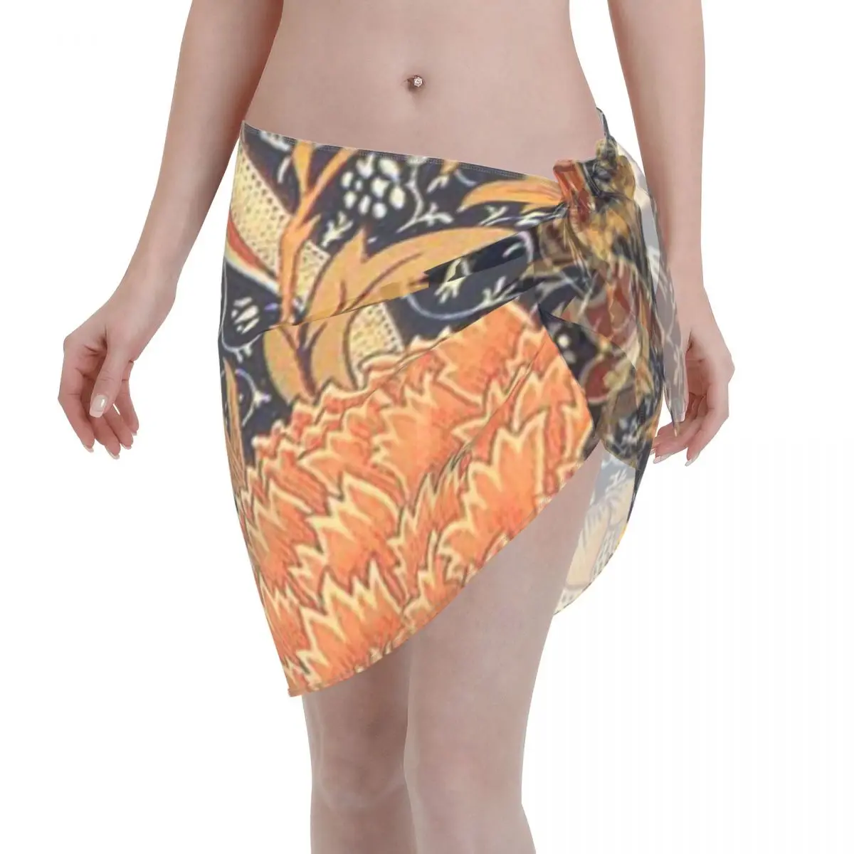 

Promotion William Morris Cray Blue And Orange Women's Beach Wrap SkirtBeach Barbecue Holiday Cover Up