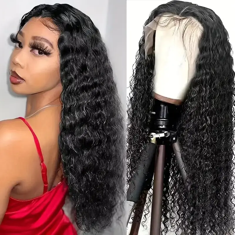 Rosabeauty 250% Density 13x4 HD Lace Front Human Hair Wigs Deep Wave 5X5 Preplucked Glueless Ready To Go Curly Wig 40 Inches