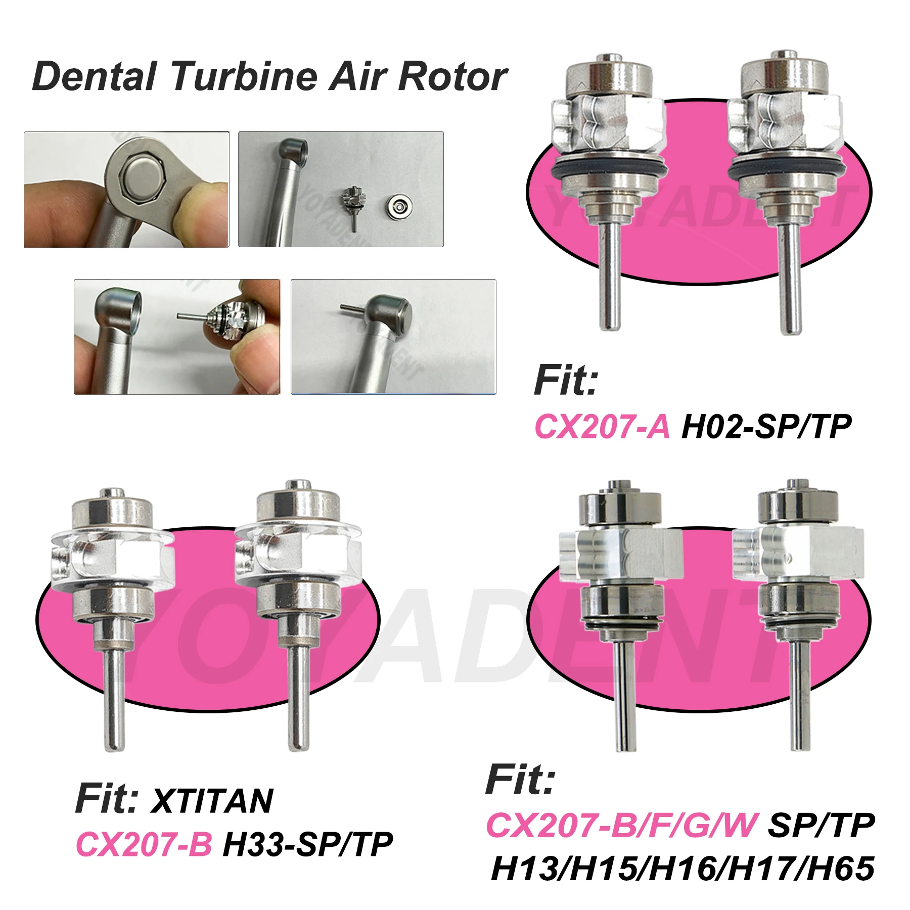 

Dental Turbine Cartridge Rotor Air Rotor Dentistry Accessories Fit COXO CX207A/CX207B Type High Speed Handpiece