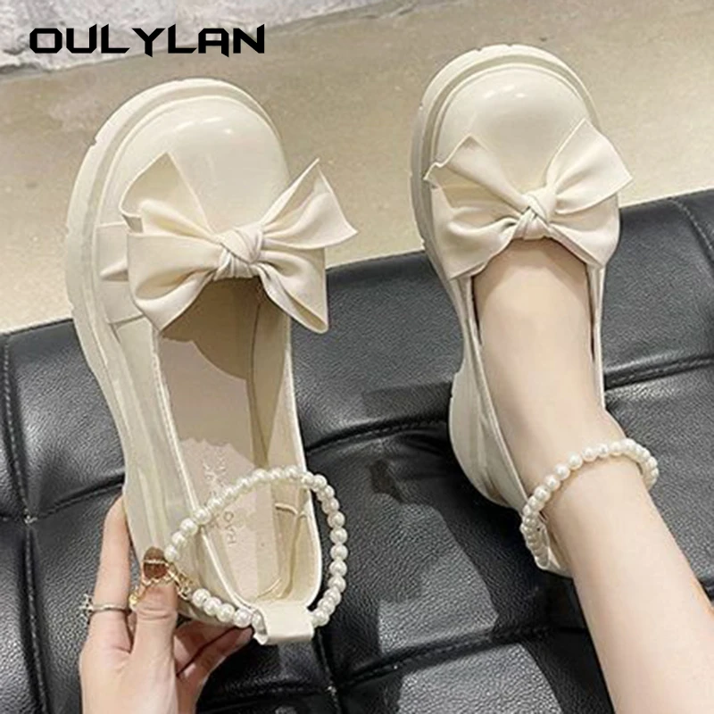 New Sexy Fashionable Elegant Shallow Mouth Round Toe Square Heel Thick Sole Casual Solid Color Bow Women's Shoes