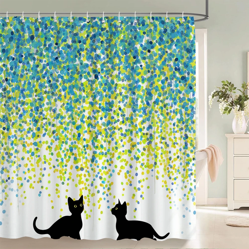 

Flowers Plant Bath Curtain Waterproof Fabric Shower Curtains Leaves Funny Animals Printing Bathroom Screen Decoration with Hooks
