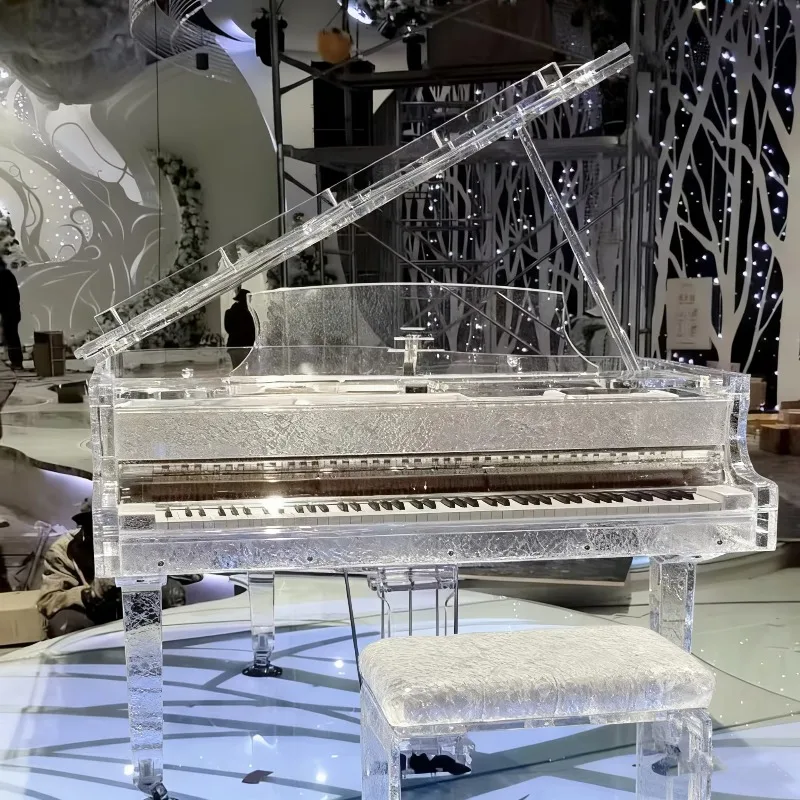 Factory-Direct Customized Eco-Friendly High-Luxury Minimalist Dreamy Carved Transparent Acrylic Crystal 88-Key Grand Piano Piano