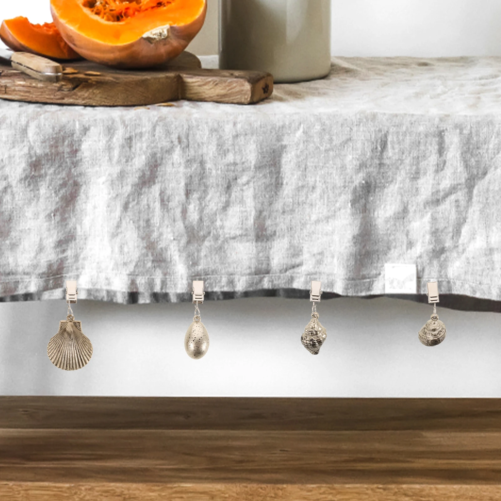 

4pcs Shell Painted Tablecloth Weights Pendant Shells Zinc Alloy Outdoor Decorative Reusable Camping Small Replaceable Kitchen
