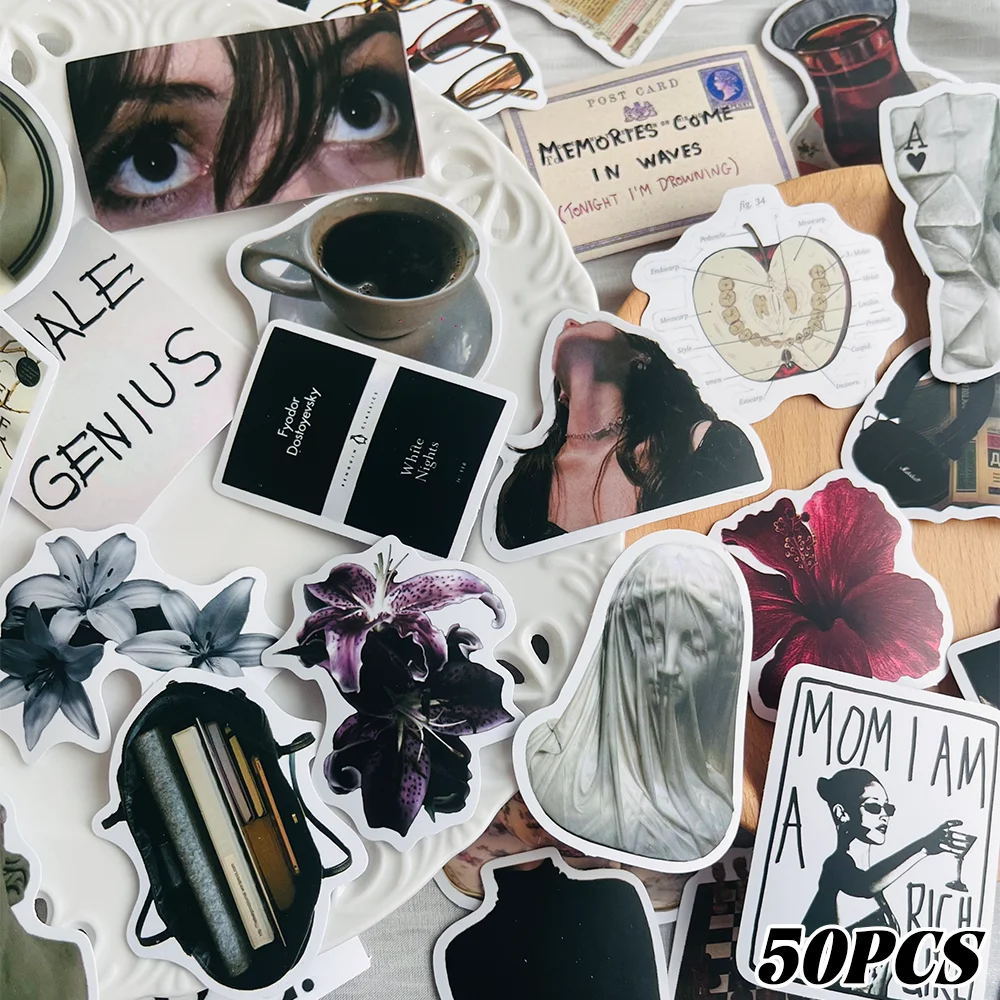 50 Adesivos de Museu para Malas, Laptops, Scrapbooks, Diários, Skates, Guitarras, Capacetes, Garrafas de Água - Arte de Decalque DIY