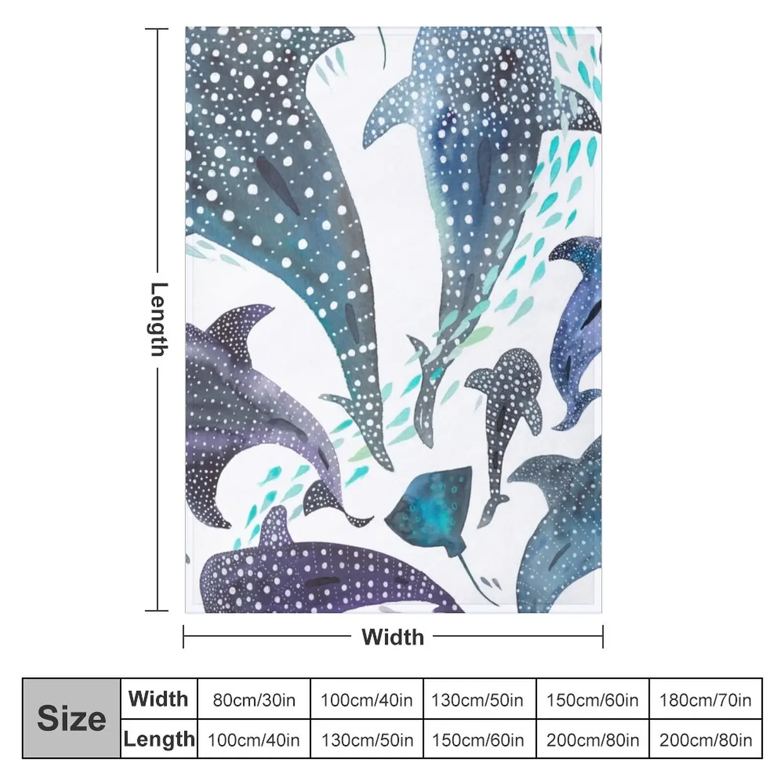 Whale Shark, Ray & Sea Creature Play Print Throw Blanket Luxury St Blanket Luxury Brand Blanket