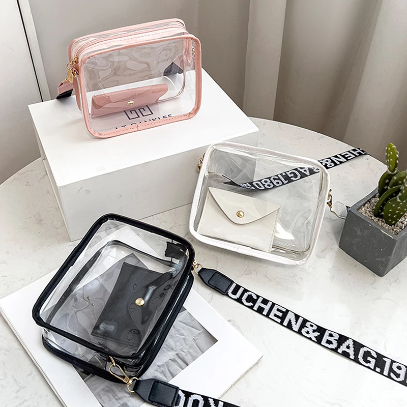 Women Transparent Bagwith PVC Clear Purse Crossbody Shoulder Bags With Removable Strap