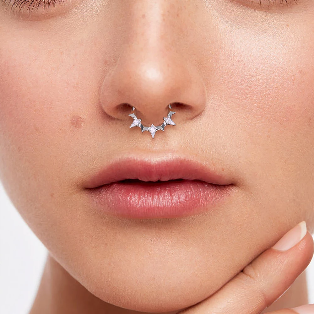 ASTM F136 Titan Birnenförmiger Zirkonia Nasenring 16G Klappbarer Clicker Segment Daith Ohrring Hoop Septum Knorpel Conch Helix Piercing Schmuck – Detail 40