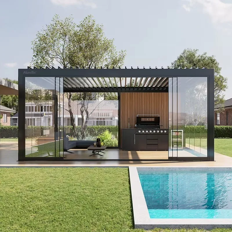 With Thermal Break Aluminum Sunroom Glass House Double Glazed Conservatory Insulated Sun Room for Villa Garden Patio Use