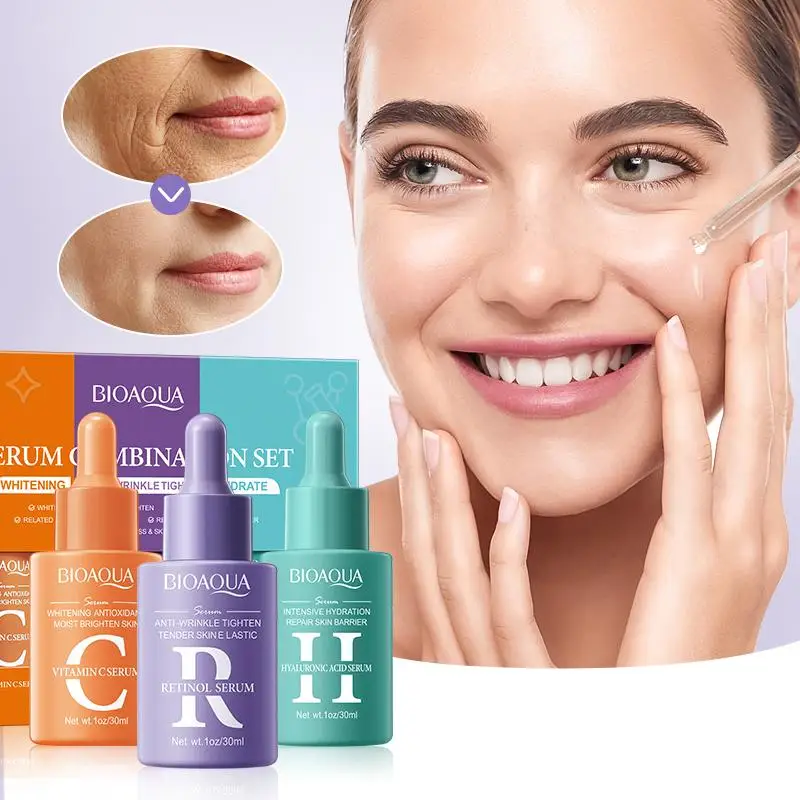 

3pcs/1set BIOAOUAVC Retinol Hyaluronic Acid Essence Kit Face Moisturizing Anti-aging Whitening Facial Essence Skin Care Products