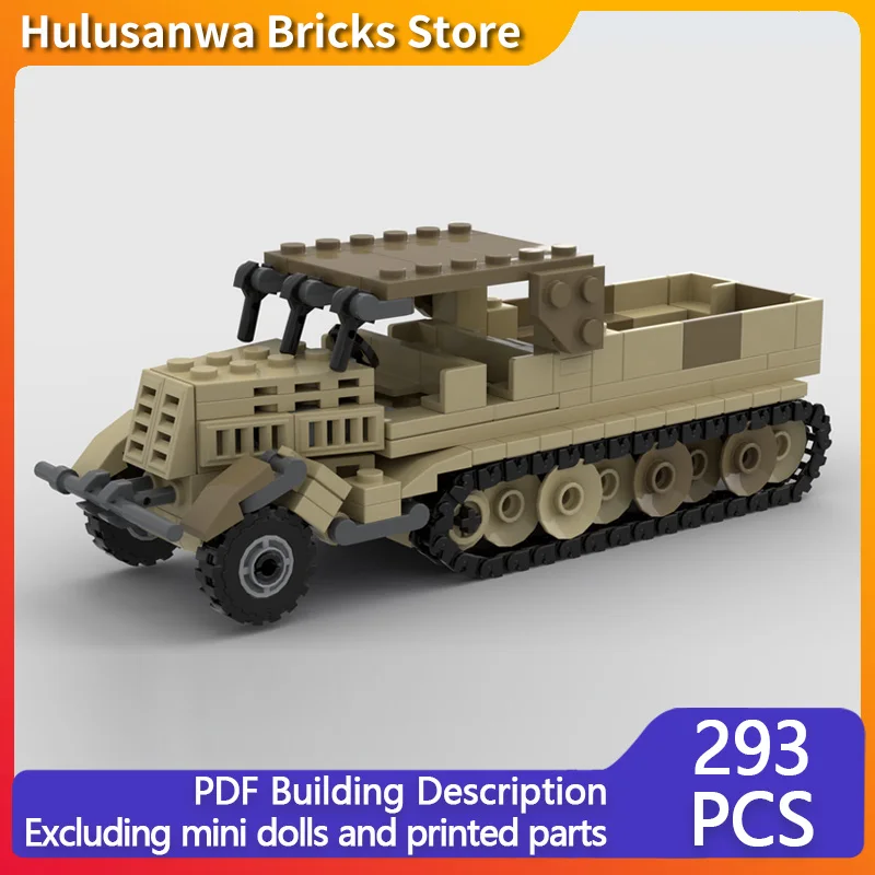 

Сdkфз. 9, модель полудорожечного трактора времен Второй мировой войны, MOC, строительные кирпичи, военное оборудование, модульные технологии, подарки, праздник, сборка, детские игрушки