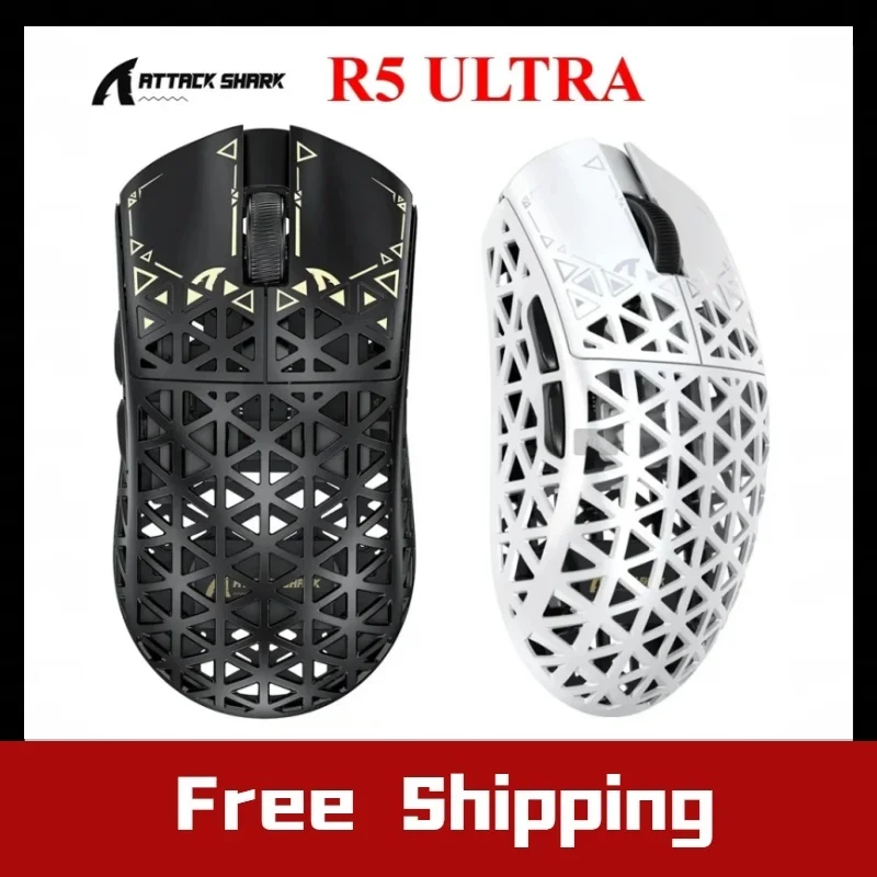

Беспроводная игровая мышь ATTACK SHARK R5 из ультрауглеродного волокна PixArt PAW3950MAX Игровой датчик 42000 точек на дюйм 8000 Гц MCU Nordic 52840 для ПК