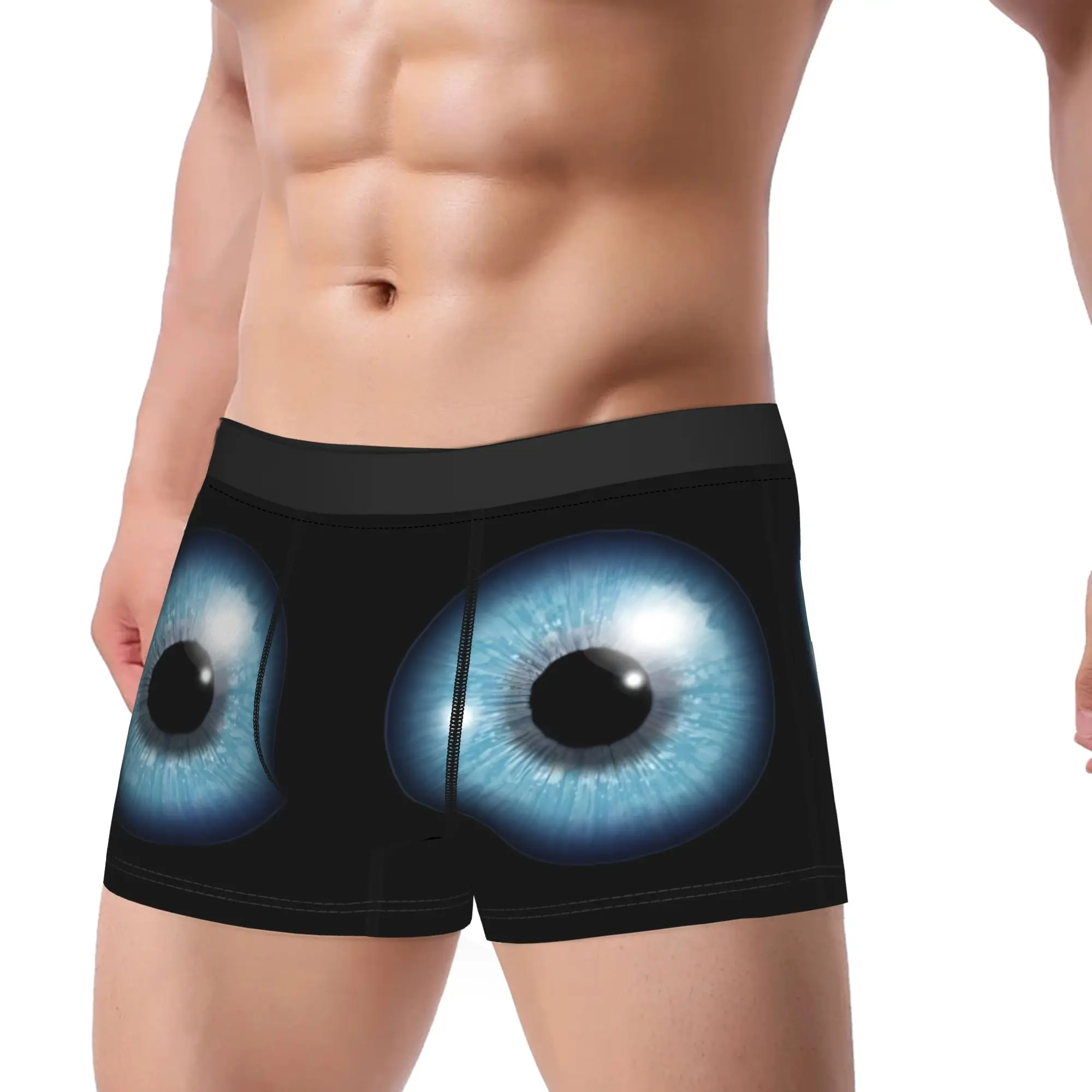 2 Big Blue Eyeballs Boxer Shorts  Pouch Underwear Trenky Custom DIY Shorts Briefs Breathable Male Underpants Large Size