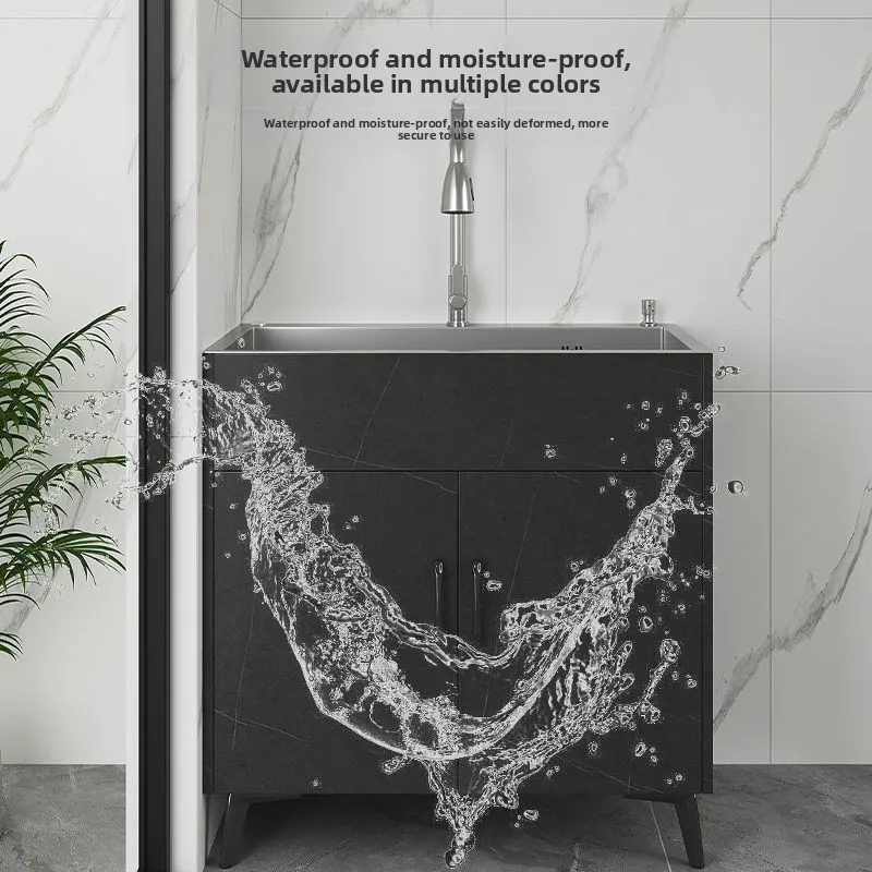 LH kitchen stainless steel vegetable basin household sink cabinet single double tank floor-to-ceiling cabinet