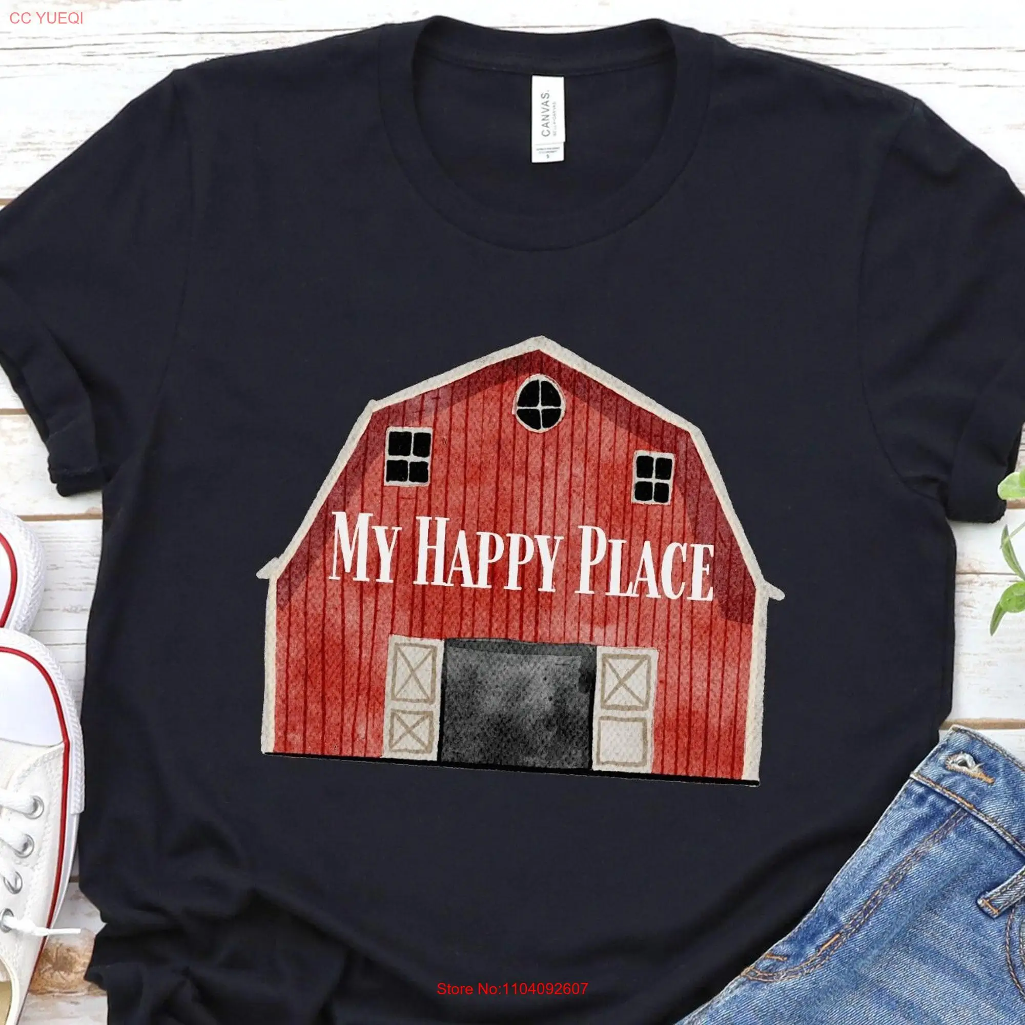 Farmcore T Shirt for Country Girl Farm Red Barn Horse long or short sleeves