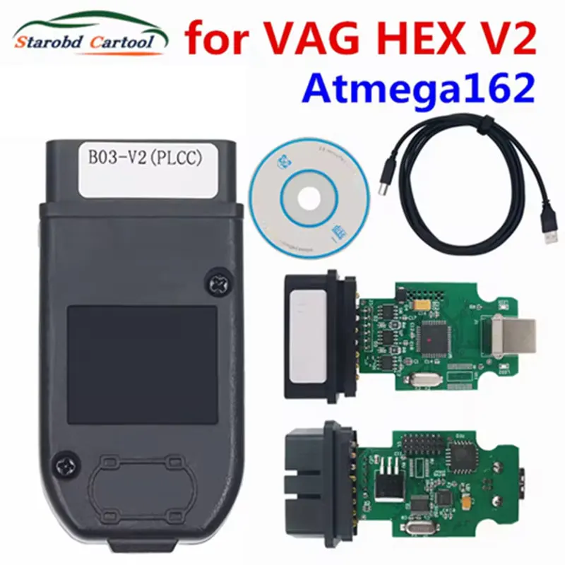 Newest V24.5 VCDS for VAG HEX V2 USB Interface Unlimited VINs ATMEGA162 OBD2 Scanner for VAG HEX V2 Cable Car Diagnostic Tool