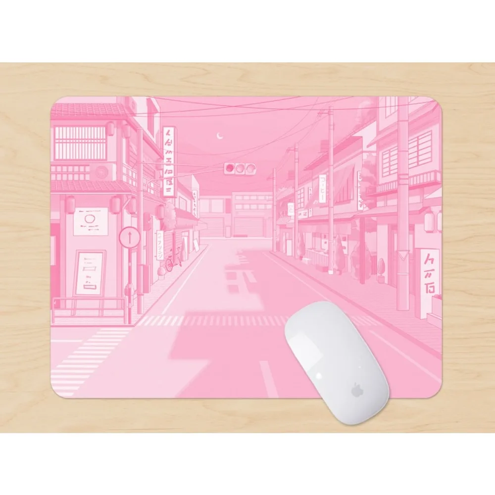 Pink Anime Desk Mat,Kawaii Mousepad Tokyo street, коврик для мыши большой desk organizers and trays mouse pad grande