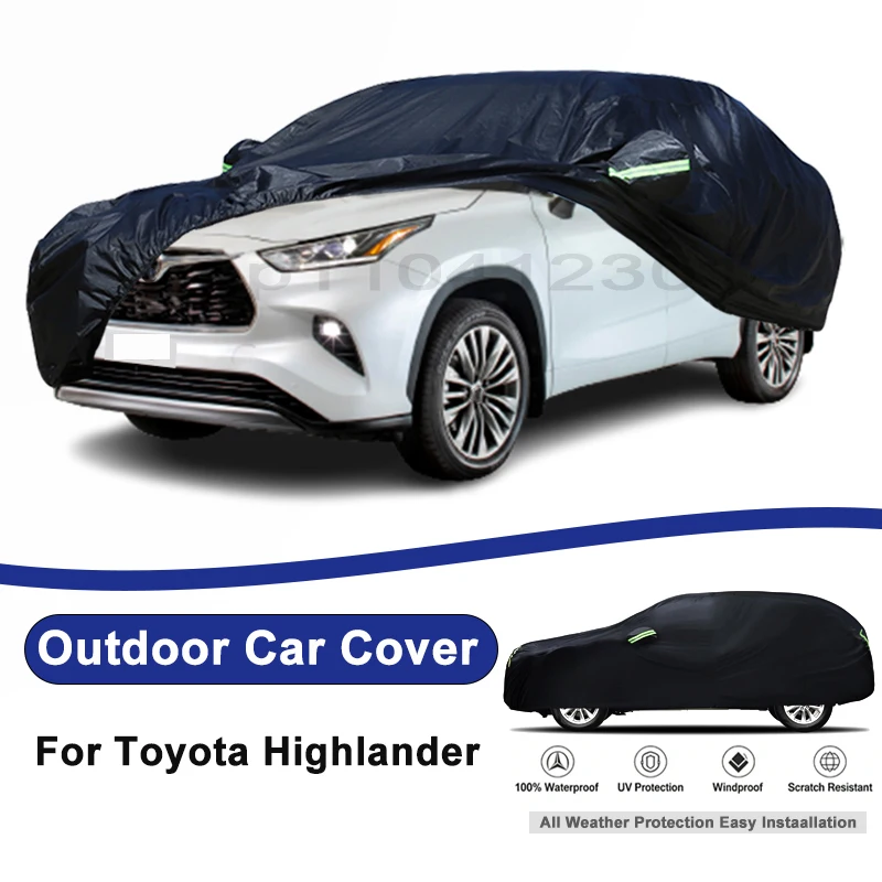 

Outdoor Full Car Cover For Toyota Highlander with Reflective Strips Waterproof Snowproof Dustproof UV Protection Auto Accessory