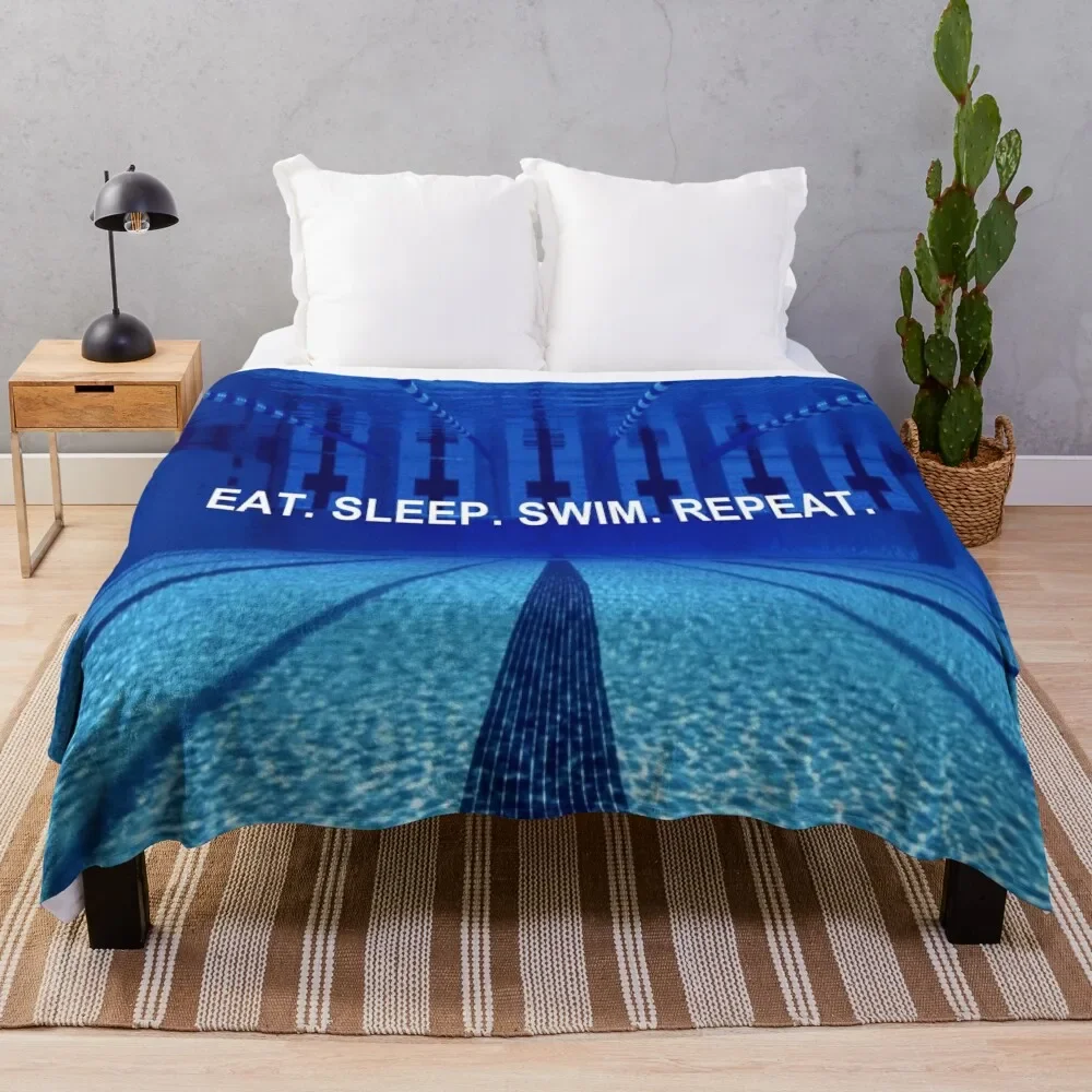 Swimming Inspirational Quote Throw Blanket manga Vintage Blankets