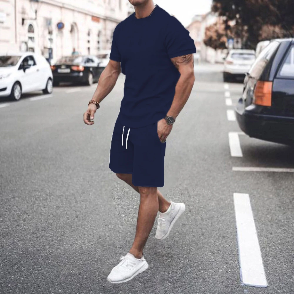 2024 Summer New Men\'s Set Popular Casual Fashion Sportswear 3D Digital Printed Men\'s Short sleeved T-shirt Set