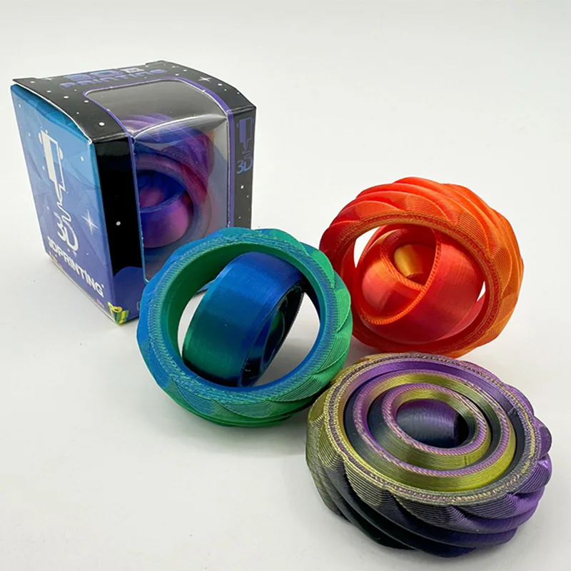 Nouveau jouet de boule de rotation imprimé en 3D, en forme de O, Fidget Spinner universel, soulagement de la rotation par gravité, soulagement de l'anxiété et du Stress, jouet Cool