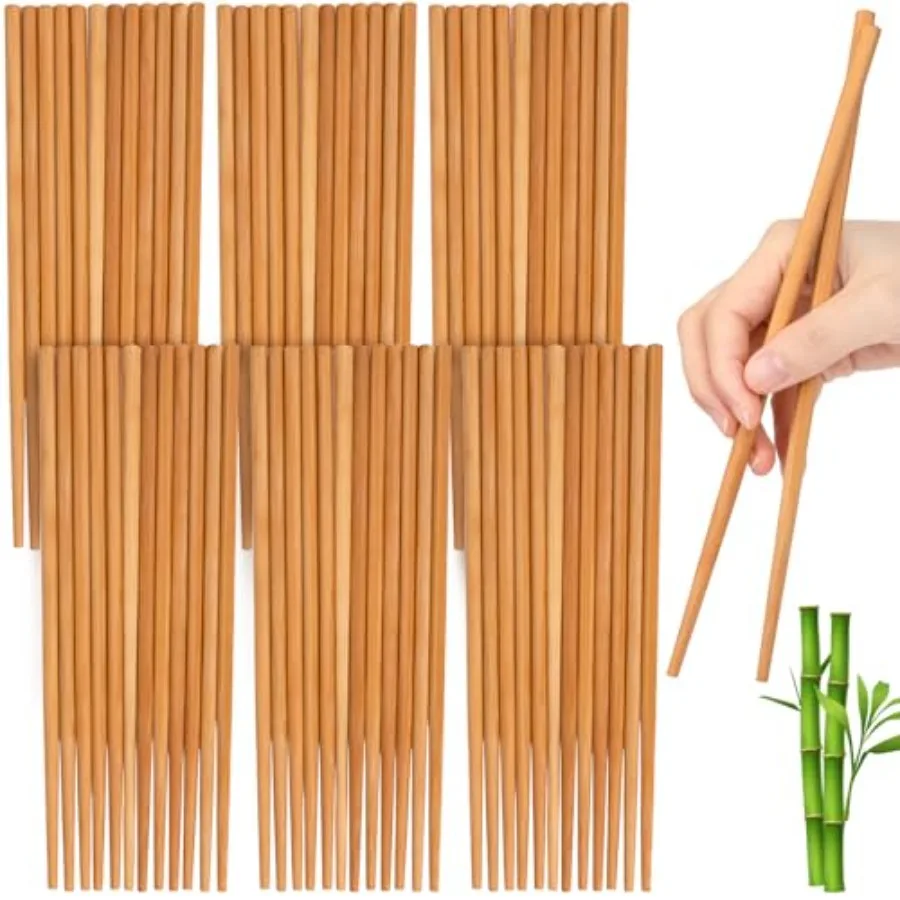 

Jucoan 100 Pairs Bamboo Chopsticks Reusable 9.5" Natural Unpainted NonSlip Aisan Bamboo Chop Sticks Lightweight Bulk Wooden Cho