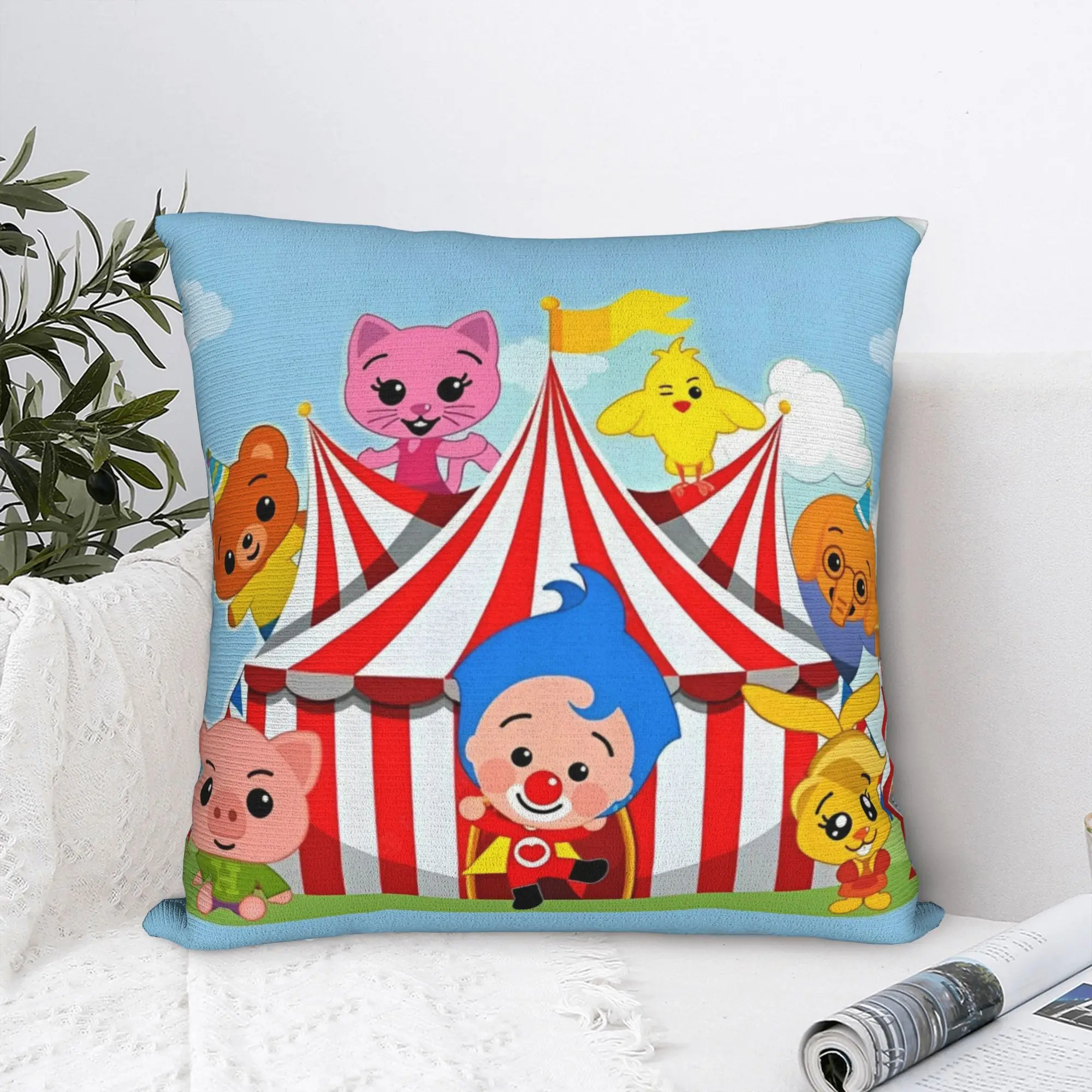 P-Plims Square Pillow Cases Cartoon Clown Cushion Cover Fashion Polyester Decor Throw Pillow Case Cover for Seat 18