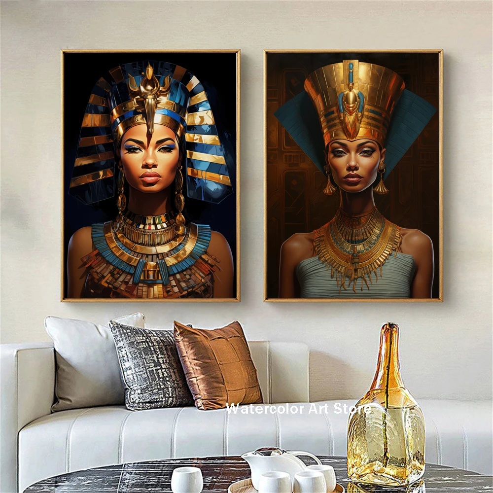 Egyptian Queen Art Poster Fanous Figure Wall Art Canvas Painting Prints Black Woman Wall Decor Office Porch Bedroom Home Decor