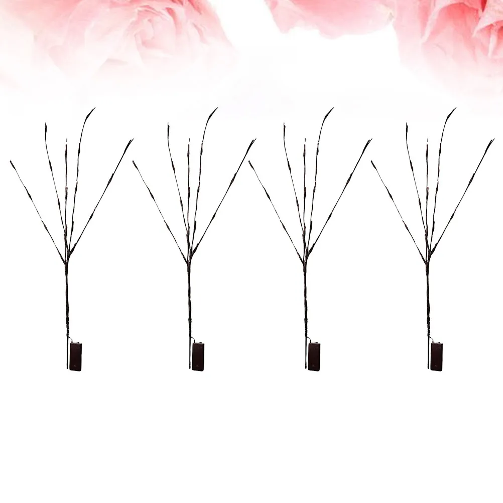 

Набор из 4 регулируемых искусственных световых гирлянд-веток с 20 светодиодами, теплый белый свет, для декоративного освещения деревьев, для использования внутри и снаружи помещений, для дома и галерей