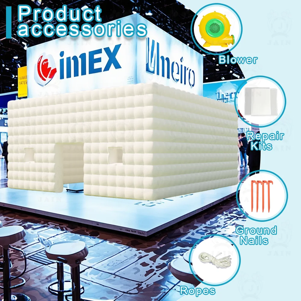 

US Stock 20FT White Exhibition Tent For Outdoor Trade Show Inflatable Air Tent House Commercial LED Tent With Blower for Buniess