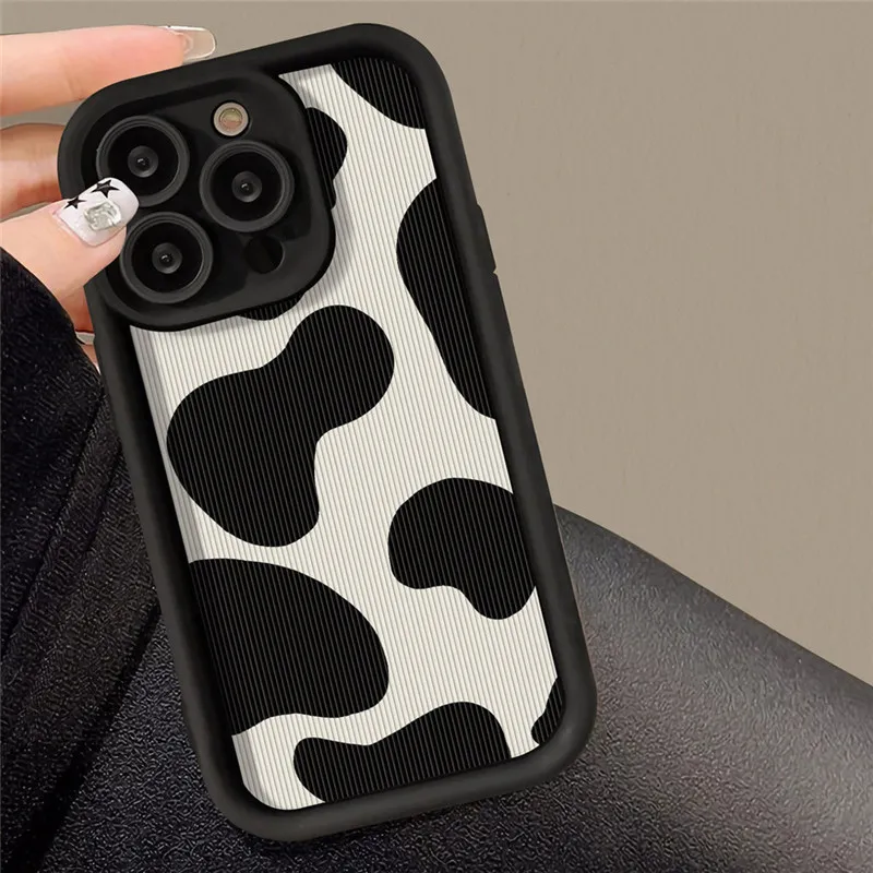 Cute Cow Print Bumper For iPhone 13 Pro Max Case For iPhone13 11 Pro 12 7 8 Plus XS XR X Max Shockproof Soft Silicone Back Cover