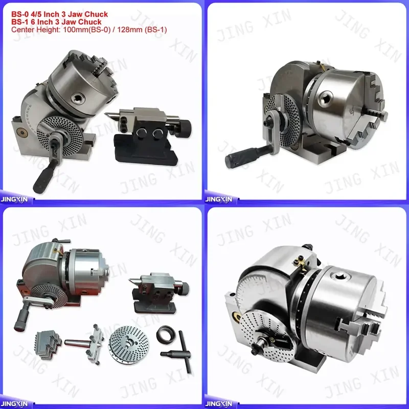 custom for BS-0 Universal Dividing Head 4 Inch 5 Inch CNC Rotary Axis 3 Jaw Chuck 100mm 125mm Tailstock for CNC Router