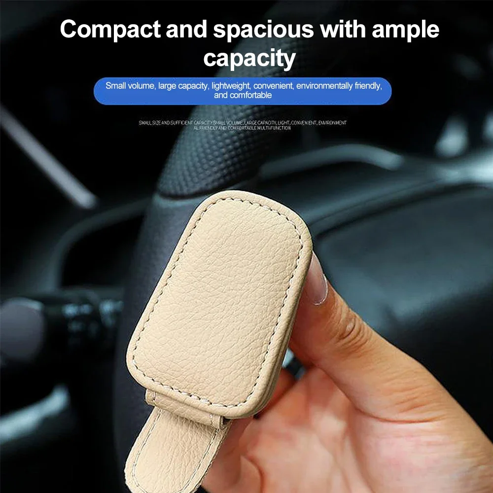 Magnetic Car Sunglasses Holder Car Leather Card Ticket Clip Auto Sun Visor Eyeglasses Holder Glasses Box Decoration Accessories image 2