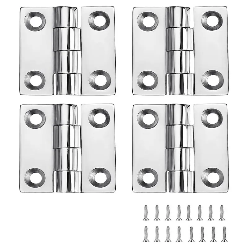 4Piece Heavy Duty Stainless Steel Boat Hinges 2 Inch X 2 Inches (50Mm X 50 Mm)  Marine Grade Hinges-A91R