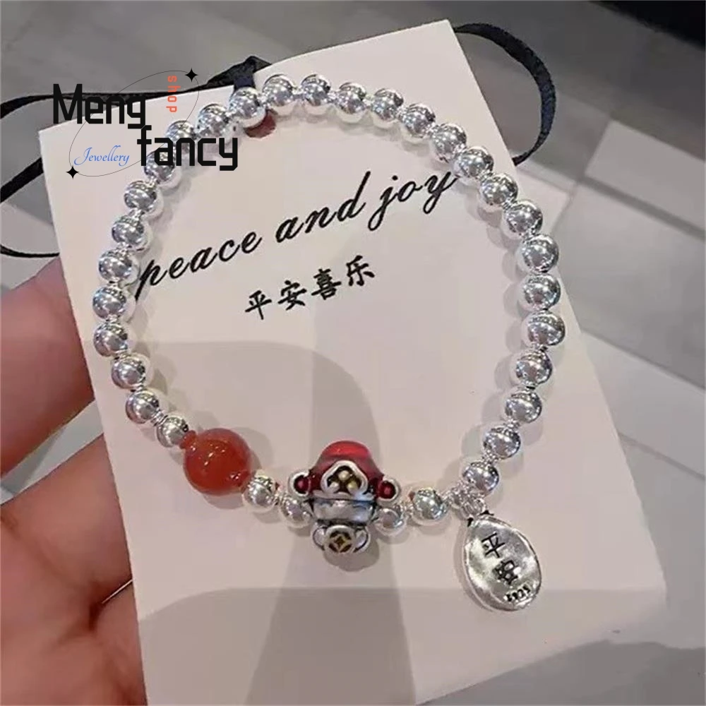 

Full Silver 999 God of Fortune All Your Wishes Come True Bracelet Vintage Ethnic Style Exquisite Fashion Jewelry Holiday Gifts