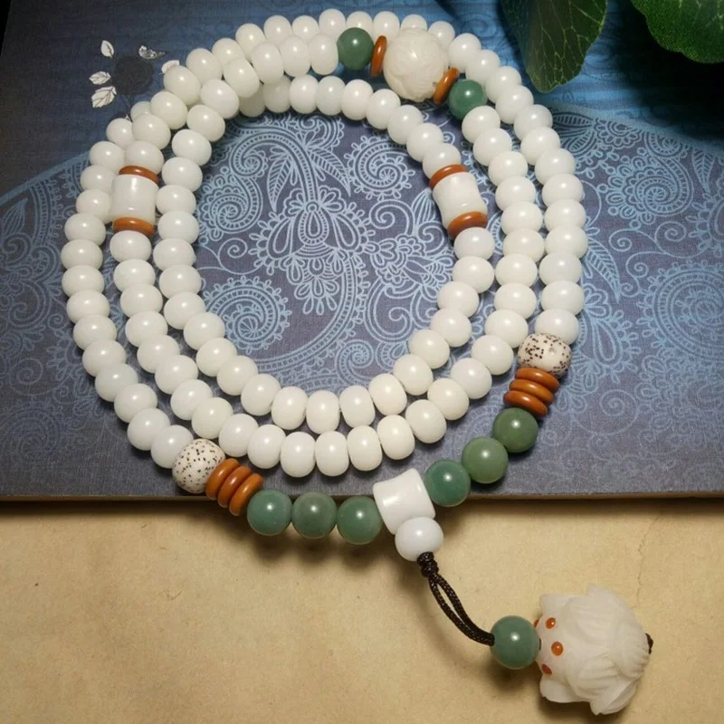 Original designs of various root bracelets, white jade Bodhi 108 prayer beads bracelet for men and women