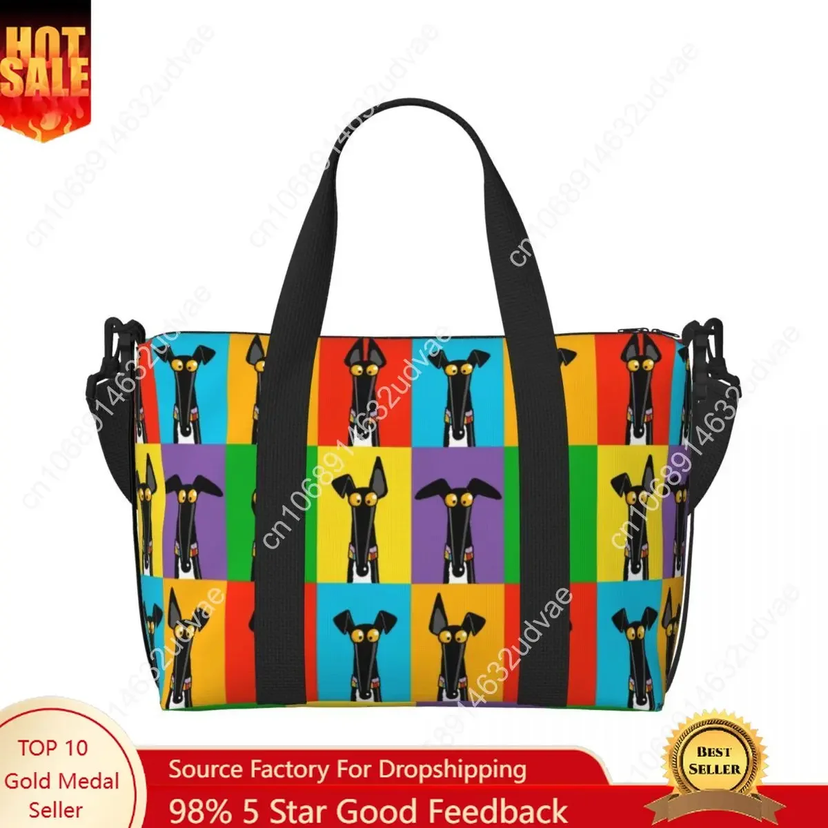 Custom Greyhound Semaphore Tote Bag Women Large Capacity Whippet Sighthound Dog Beach Gym Shoulder Travel Bag
