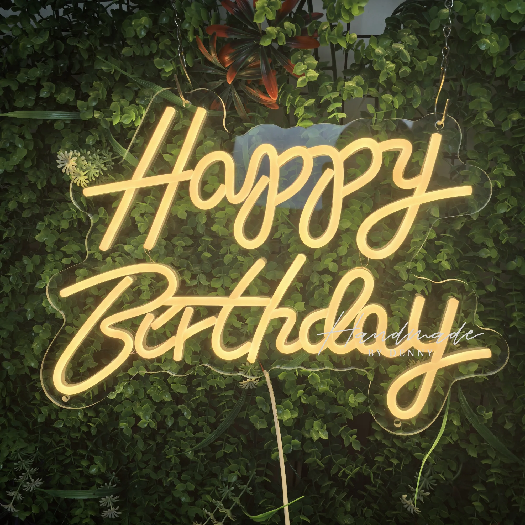 

Happy Birthday Neon Sign, LED Illuminated Lettering, USB Powered, Warm White Light, Switch Control, Birthday Sign for Party