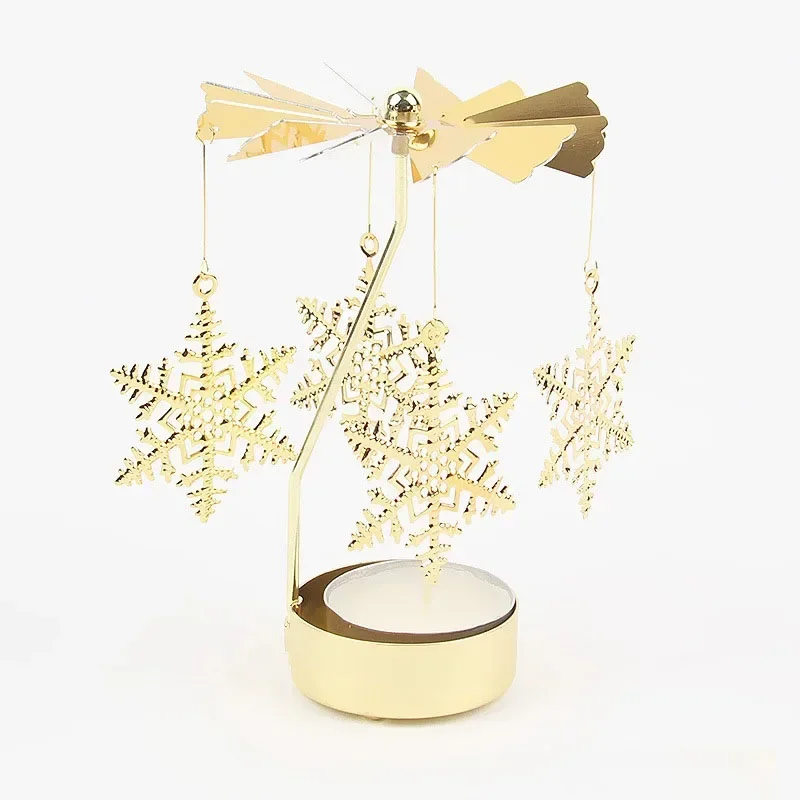 Carousel Golden Hot Rotating Candle Holder Ornaments Metal Windmill Rotating Creative Hand Gift Christmas Decoration