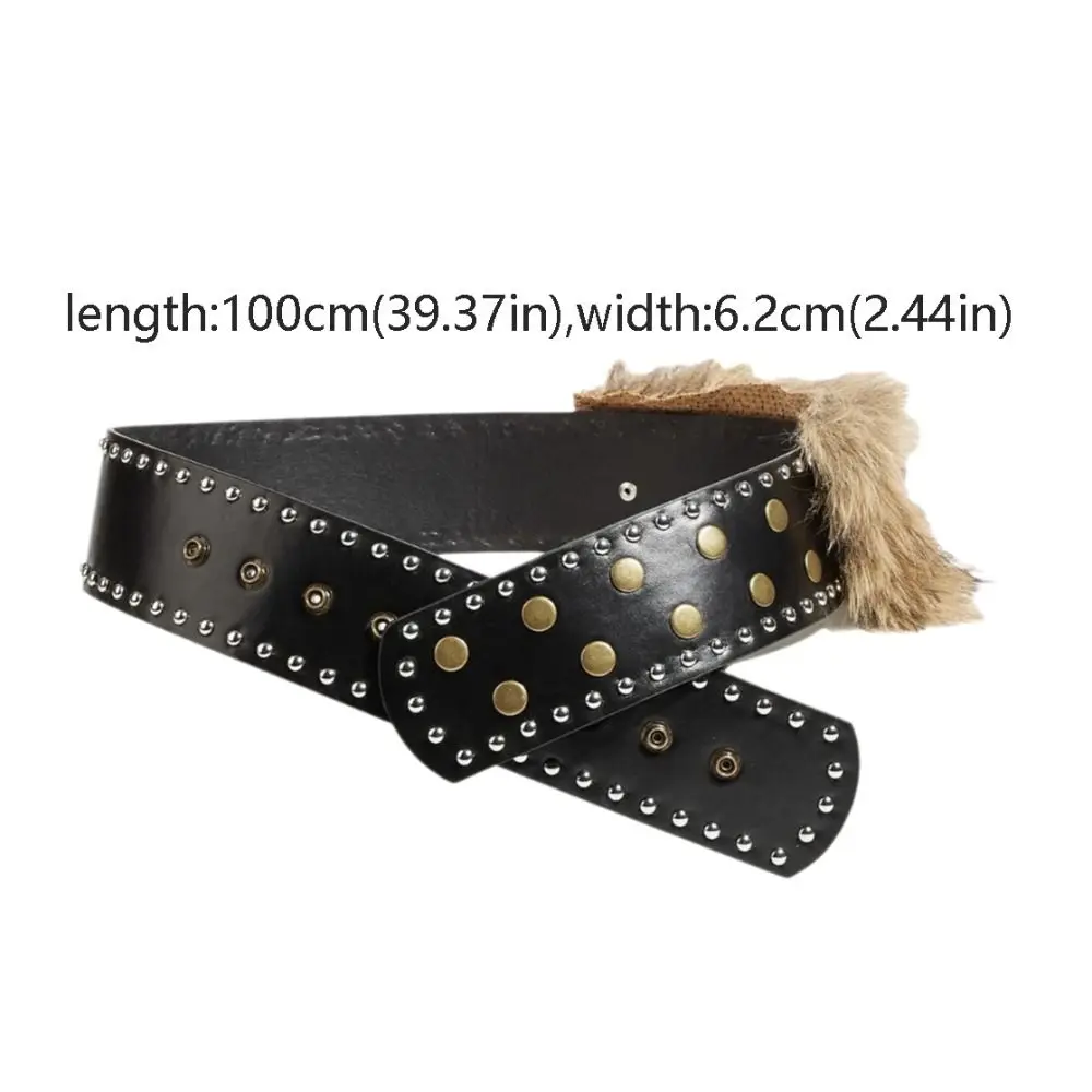 Mode Retro Lederen Bont Riem Klinknagel Punk Stijl Riem Brede Jeans Decor Y2K Tailleband Broek Accessoires